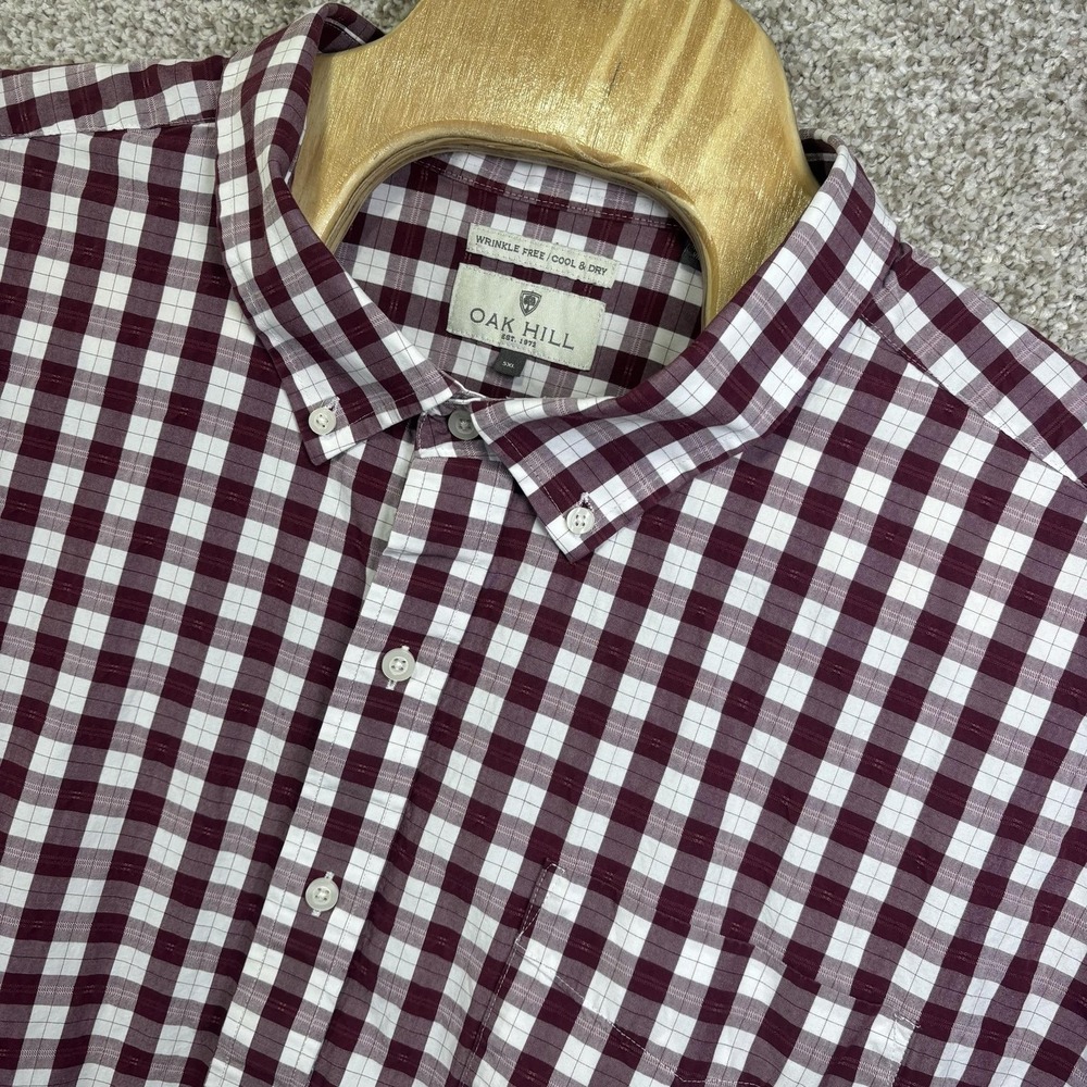 Oak Hill Shirt Mens Big 5XL Red Check Long Sleeve Button Down Cotton Easy Care